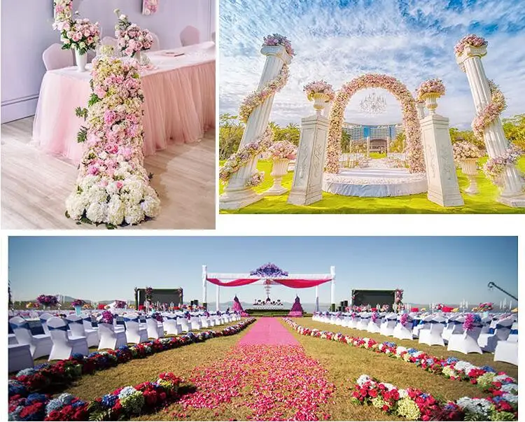 

25*100cm Flower Rows Wedding Road Lead Flowers Long Table Centerpieces Flower Arch Door Silk Rose Wedding Party Backdrops Decor