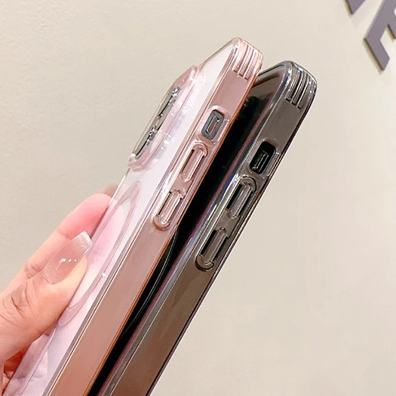 Роскошный Магнитный акриловый прозрачный чехол для телефона iPhone 15 14 13 12 Pro Max Plus