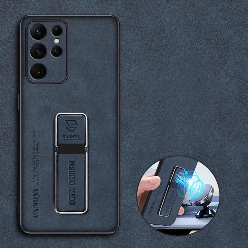 Кожаный чехол из овчины S25 для Samsung Ultra Plus матовый держатель-подставка защитная