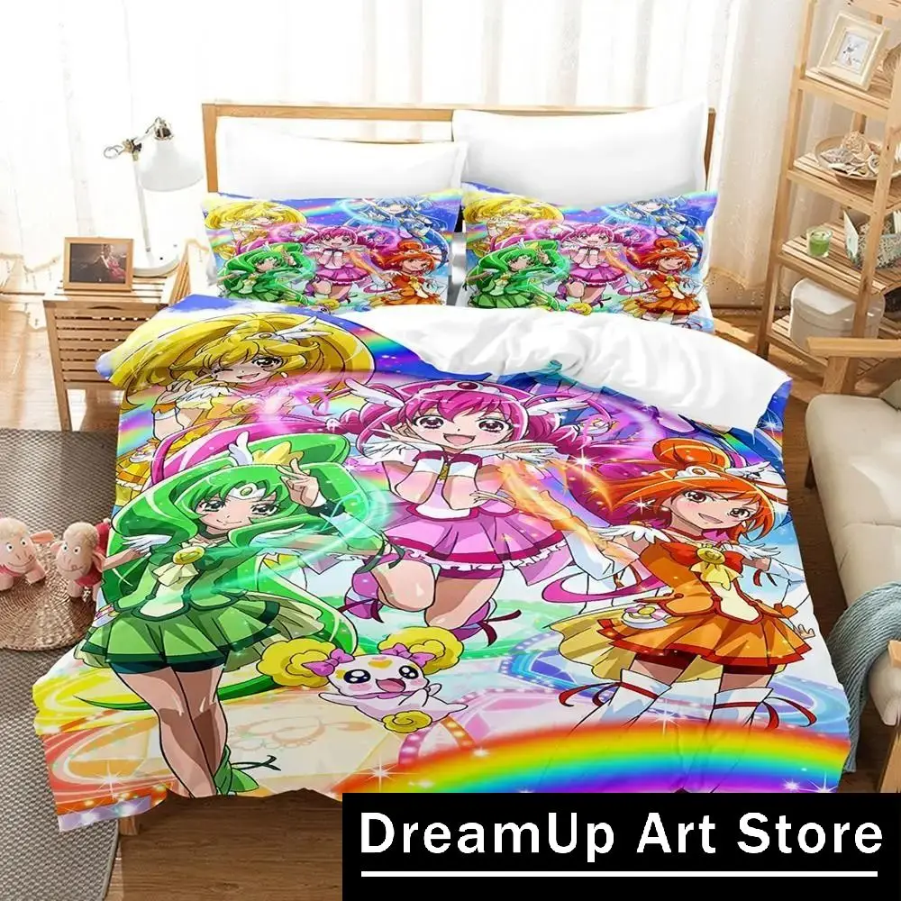 3D Print Fashion Smile PreCure Bedding Set Boys Girls Twin Queen Full Size Duvet Cover Pillowcase Bed Adult Bedroom