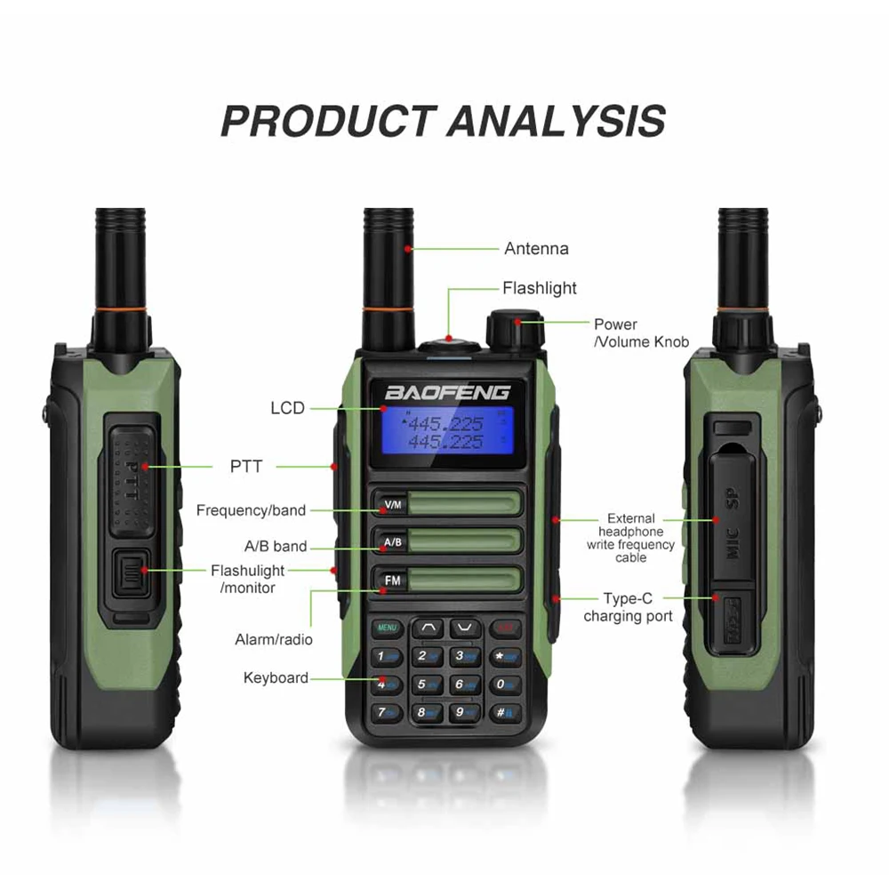 2022 BaoFeng UV-16 Pro Mate 10w высокомощная рация Тип C зарядное устройство большой радиус