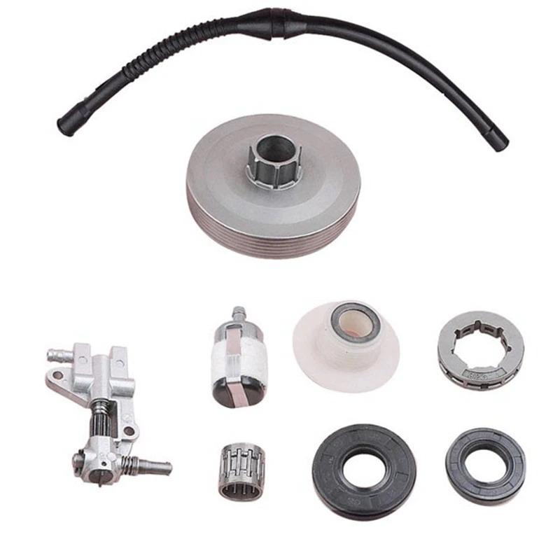 

5X Clutch Sprocket Rim Drum Oil Pump Worm Gear For Chinese 4500 5200 5800 45Cc 5 Oil Seal Fuel Filter Line Chainsaw Part