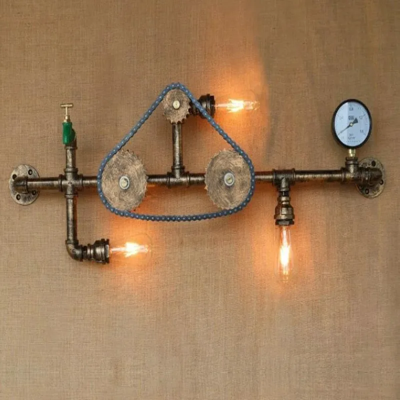 

Retro Industrial Vintage Wall Lamp With 3 Lights Dinning Room LED Edison Water Pipe Wall Light Fixtures Sconce Aplik