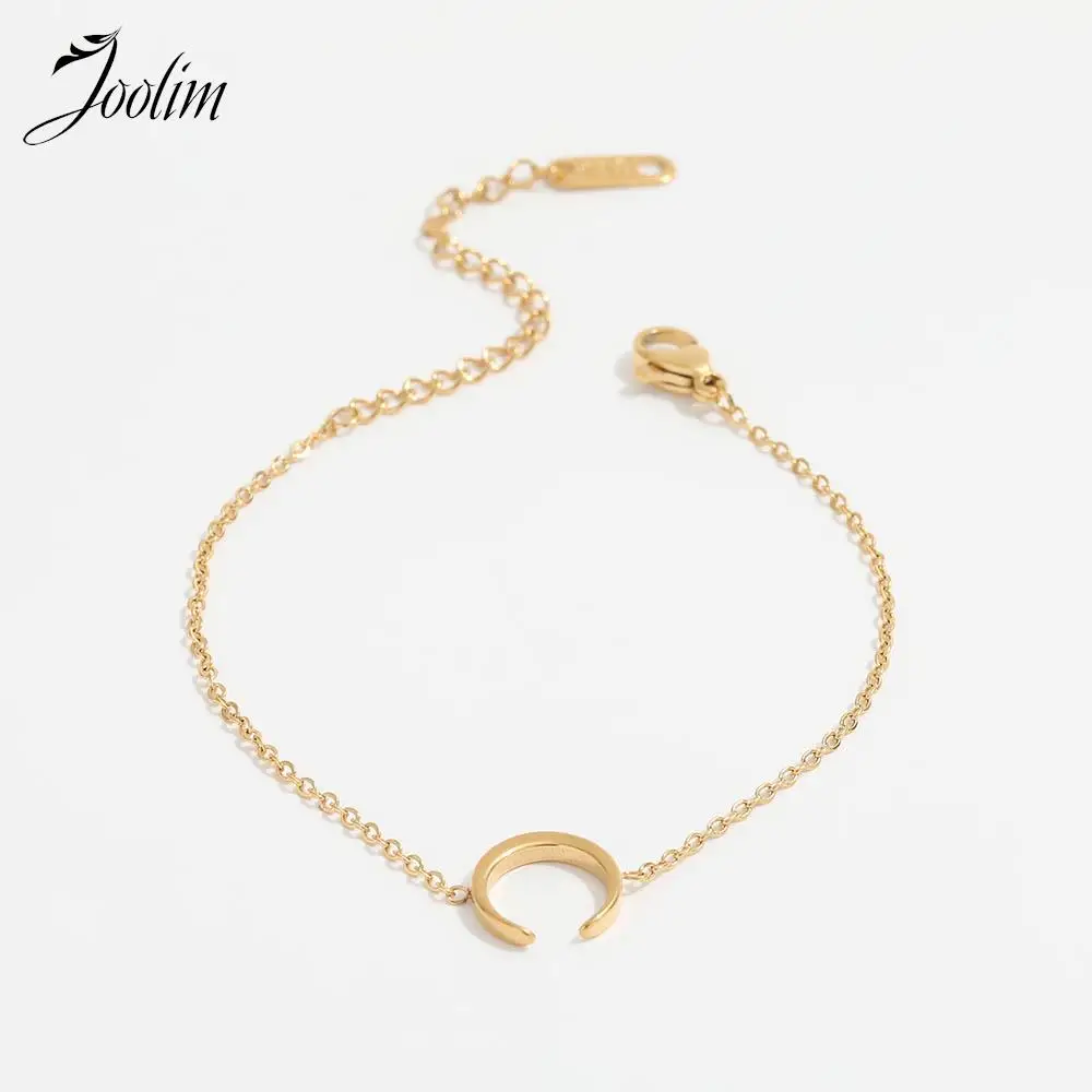 

Joolim Jewelry 18K PVD Plated Wholesale Permanent Personality Simple Forest Moonlight Pendant Stainless Steel Bracelet for Women