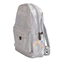 mirror reflective fashion style womens backpack school shoulder bag silver