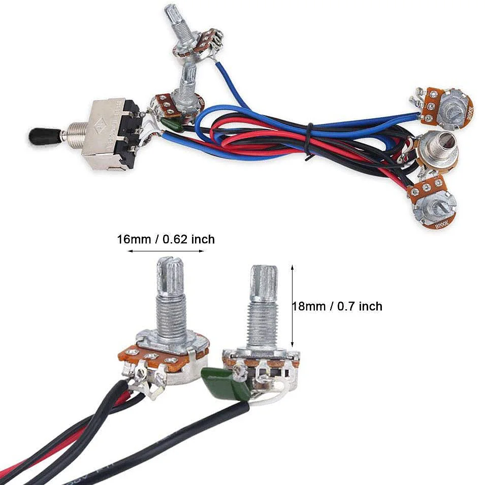 Комплект жгутов проводов для электрогитары 2T2V 3-позиционный тумблер 500K Pots &amp Jack