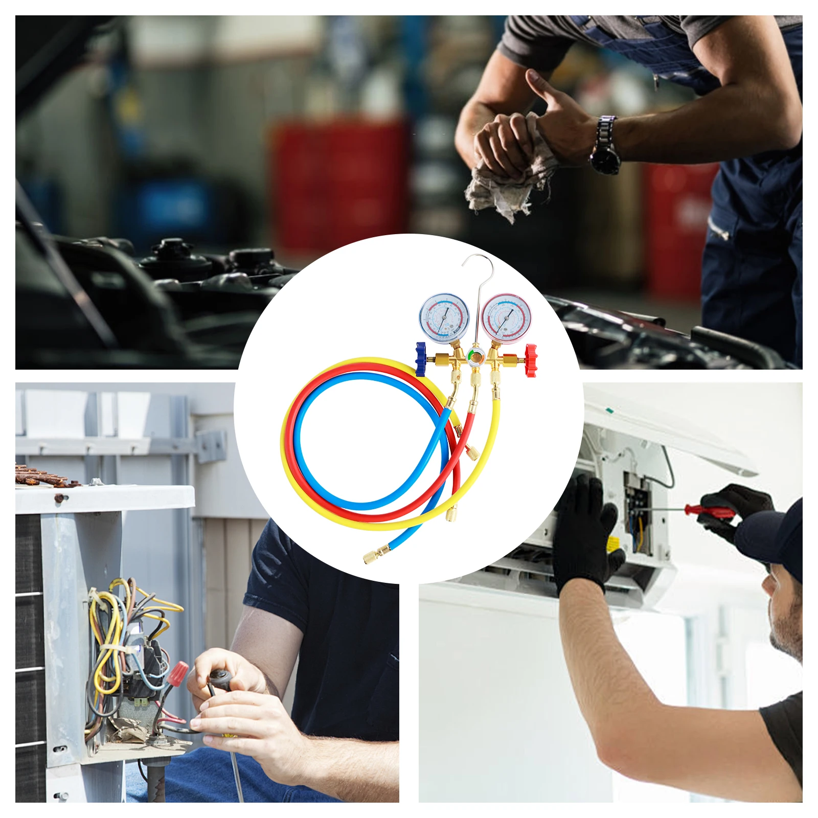 Набор Манометров Кондиционера HVAC Для Охлаждения Трубных Систем Со Шлангами