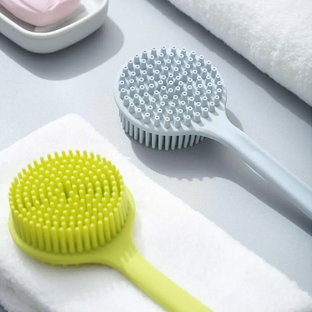 

Multifunctional Silicone Brush Body Bath Shower Brush Massage Body Wisp Long Double-sided Brush Back Handle Exfoliation Scr L5y5