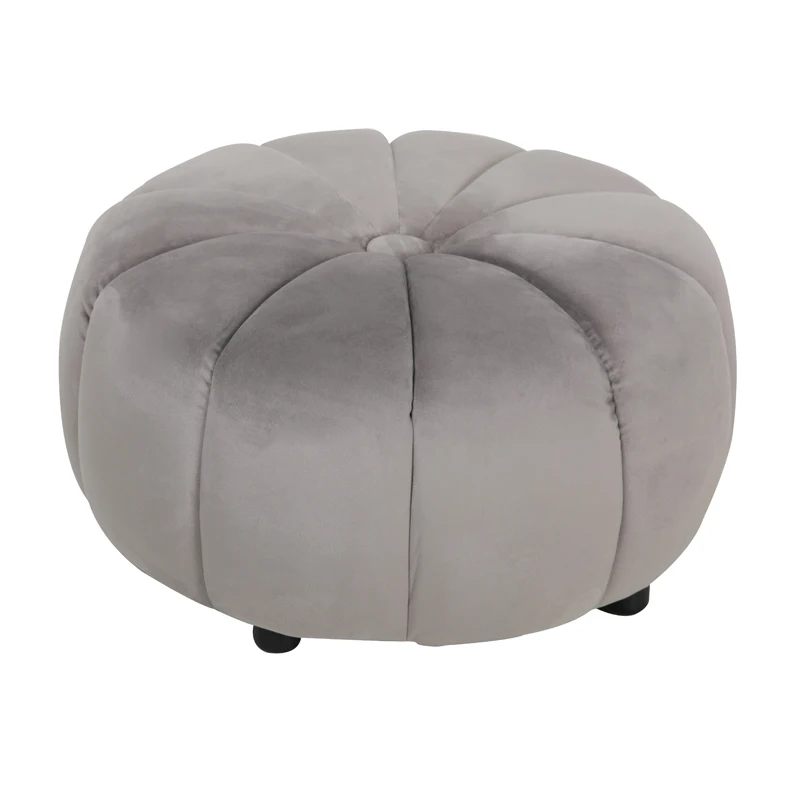 

Nordic style grey velvet color ottoman pouf in round pumpkin shaped stool
