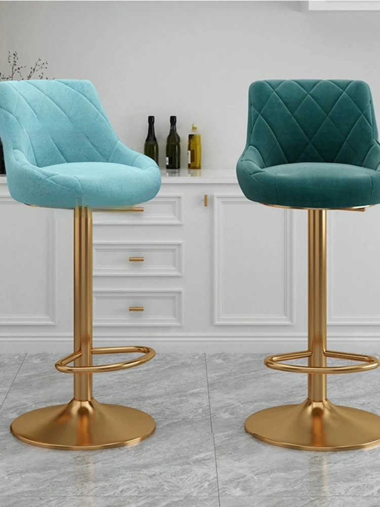 

European Golden Lift Bar Chairs Minimalist Modern Iron High Stool Bar Chair Kitchen Furniture Leisure Backrest Home Bar Chair