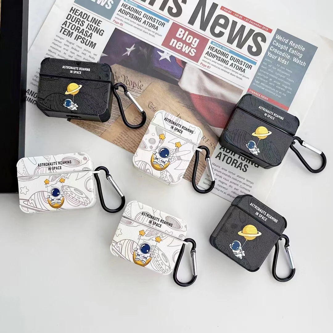 

For 2021 New airpods 3 case,Cute Cartoon Astronaut Spaceman Leather Case For AirPods 1 2 Pro Wireless Bluetooth Earphone Cover