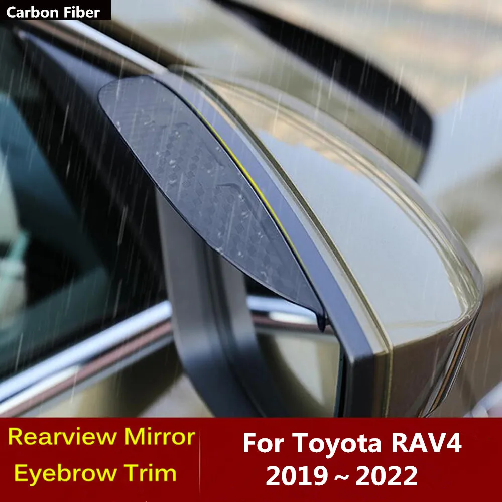 

Carbon Fiber Car Rearview Side Mirror Visor Cover Stick Trim Frame Shield Eyebrow Rain Sun Weather For Toyota RAV4 2019-2022