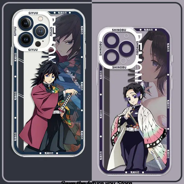 Чехол для телефона Demon Slayer Kimetsu no Yaiba iPhone 16 15 14 13 12 11 Pro Max Plus прозрачный мягкий чехол