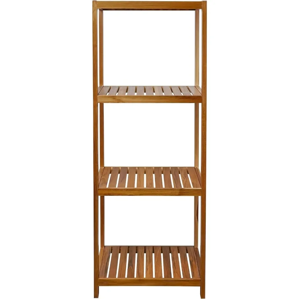 2023 Новая полка для ванной комнаты из тикового дерева 4-уровневая хранения