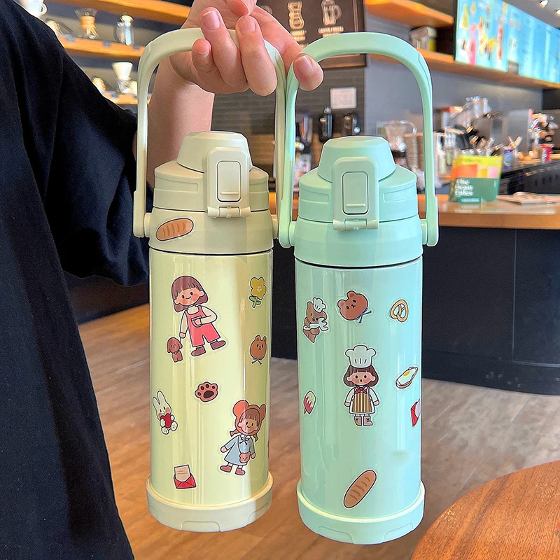 

Large-Capacity Insulation Pot Simple High-Value Ladies Home Portable Student Straw Water Cup Go Out Insulation Large Bottle