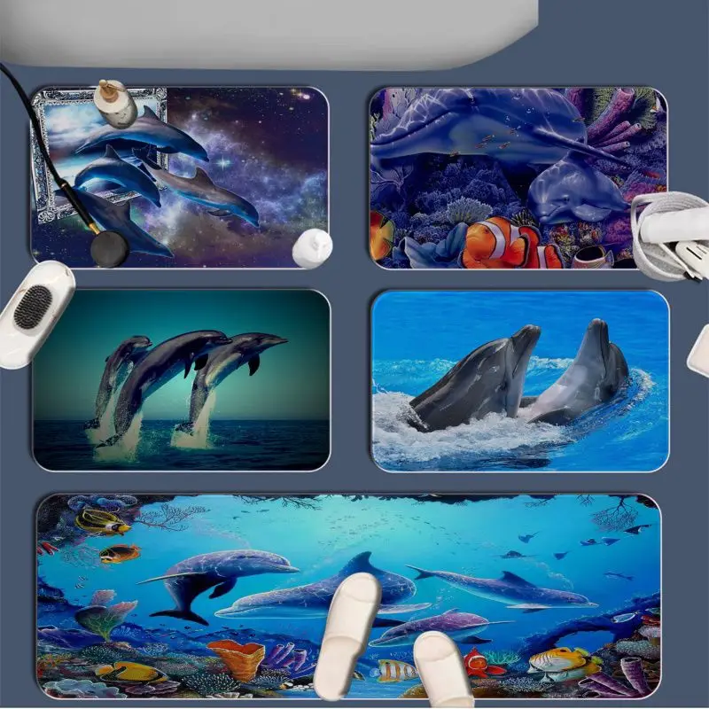 Подводный мир Дельфин Черепаха напольный коврик Прямоугольный