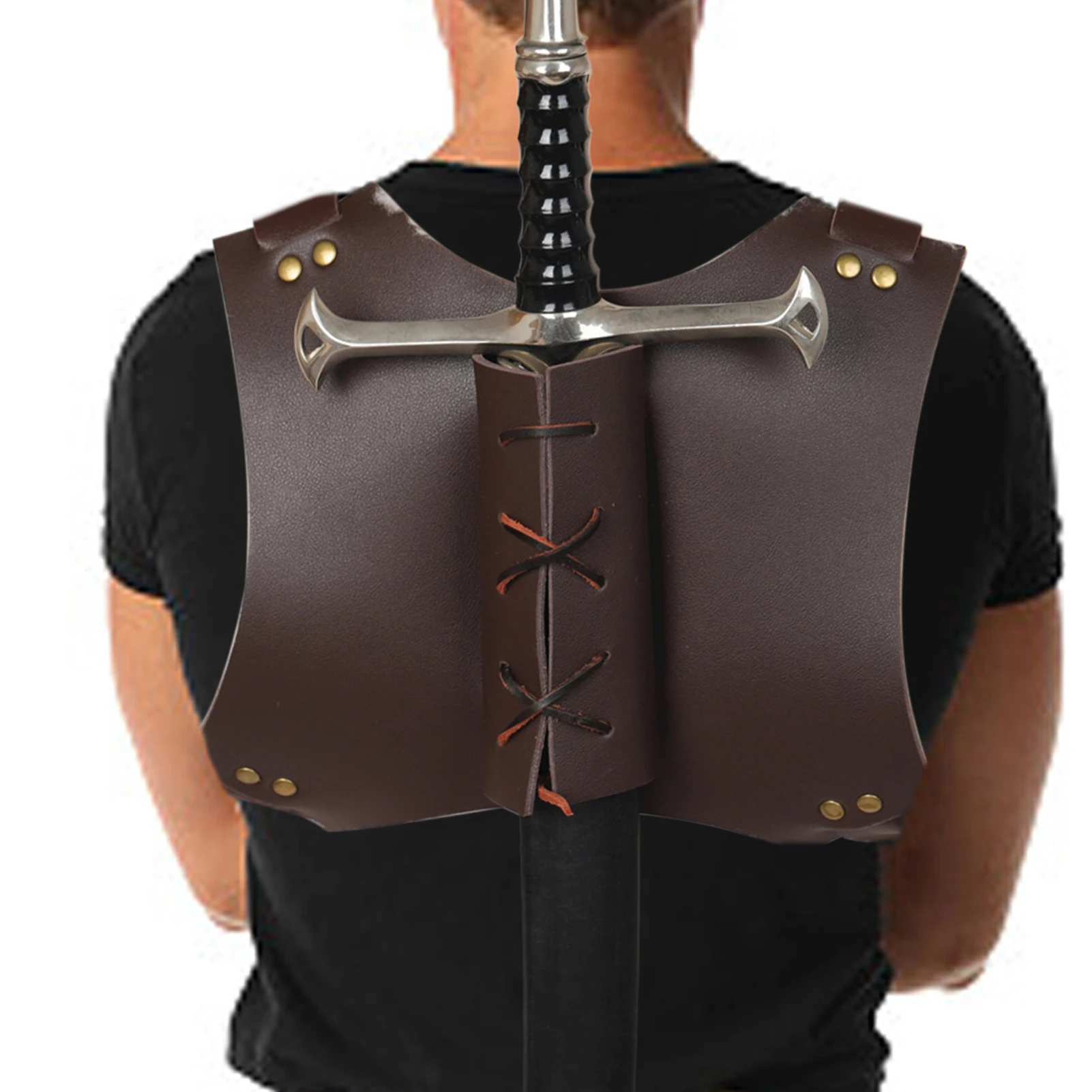 

Medieval Swords Frog Sword Shoulder Back Sheath Scabbard Frog For Men Ninj a Warrior Costume Rapier Leather Buckle Strap Holster