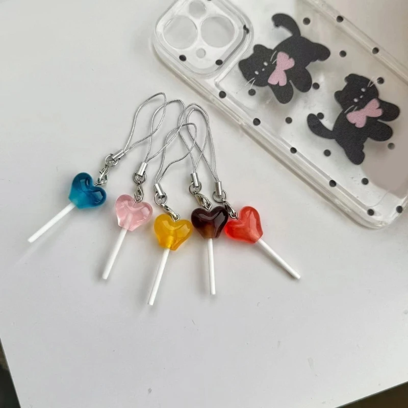 5 шт. подвеска в форме сердца конфеты для телефона двухцветная подвеска-леденец