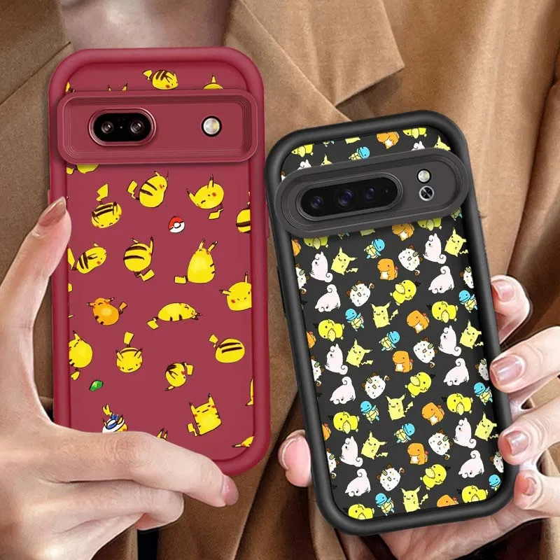 Фото P-Pokemones P-Pikachus аниме для Google Pixel 9 8A 8 7 7A Pro XL 5G Eye Ladder Мягкий противоударный чехол из ТПУ для телефона №4