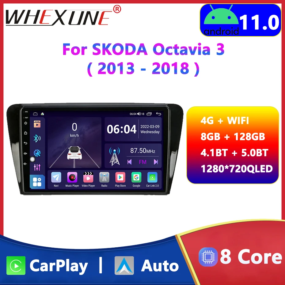 

2Din Android Auto Car Vehicle-mounted Multimedia Player Radio GPS WIFI Carplay For Skoda Octavia 3 2013 2014 2015 2016 2017 2018