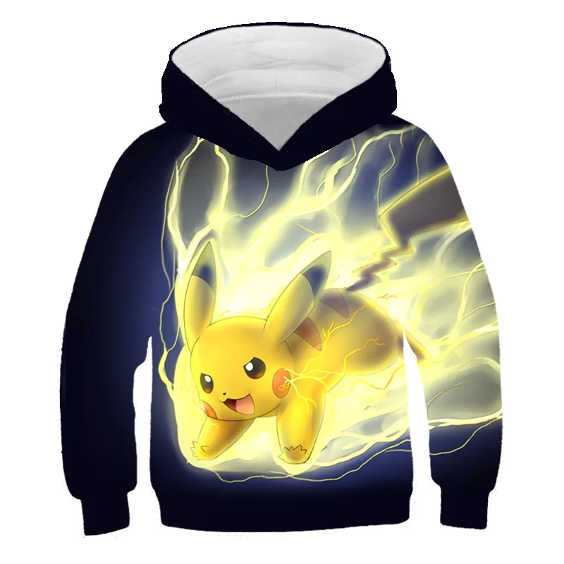 

2022 Boys Girls Clothes Pokémon Hoodies Winter Autumn Sweatshirts Children's Japanese Anime Long Sleeves Outwears Clothing 4-14Y