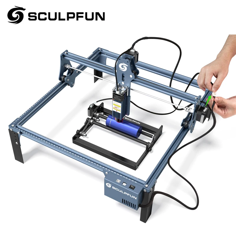 

SCULPFUN S9 with Laser Rotary Roller 90W Effect Laser Engraving Machine Ultra-thin Laser Acrylic Engraver Cut Machine 410x420mm
