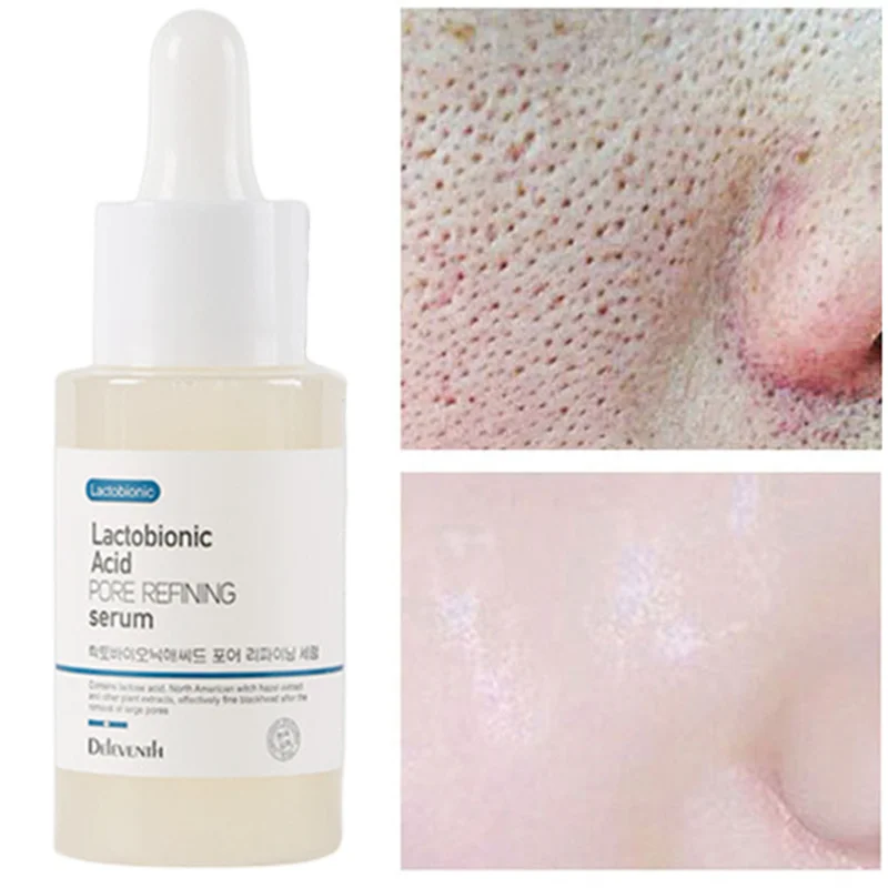 

37g Lactobionic Acid Pore Shrink Serum Hyaluron Acid Oil Control Exfoliate Blackheads Deep Clean Acne Treatment Essence Care