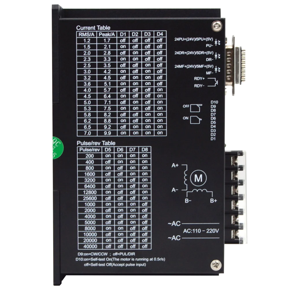 

High Performance 2 Phase Stepper Driver FYDM2207T AC110~220V 1.2~7.0A for Nema34,42 Stepper Motors