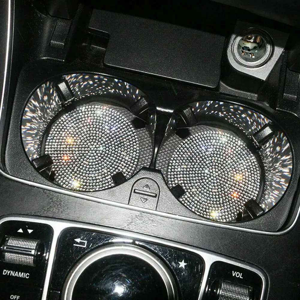 

Bling Diamond Car Coaster Water Cup Slot Non-Slip Mat Cup Interior Car Mat Waterproof Water Holder Accessories Bottle E3E3