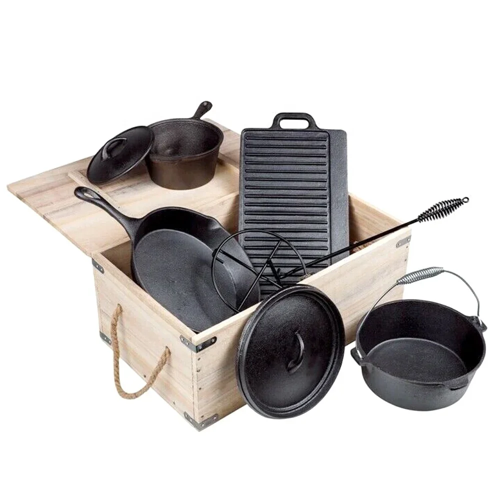 Предварительно приправленный чугунный горшок для барбекю сверхмощный уличный