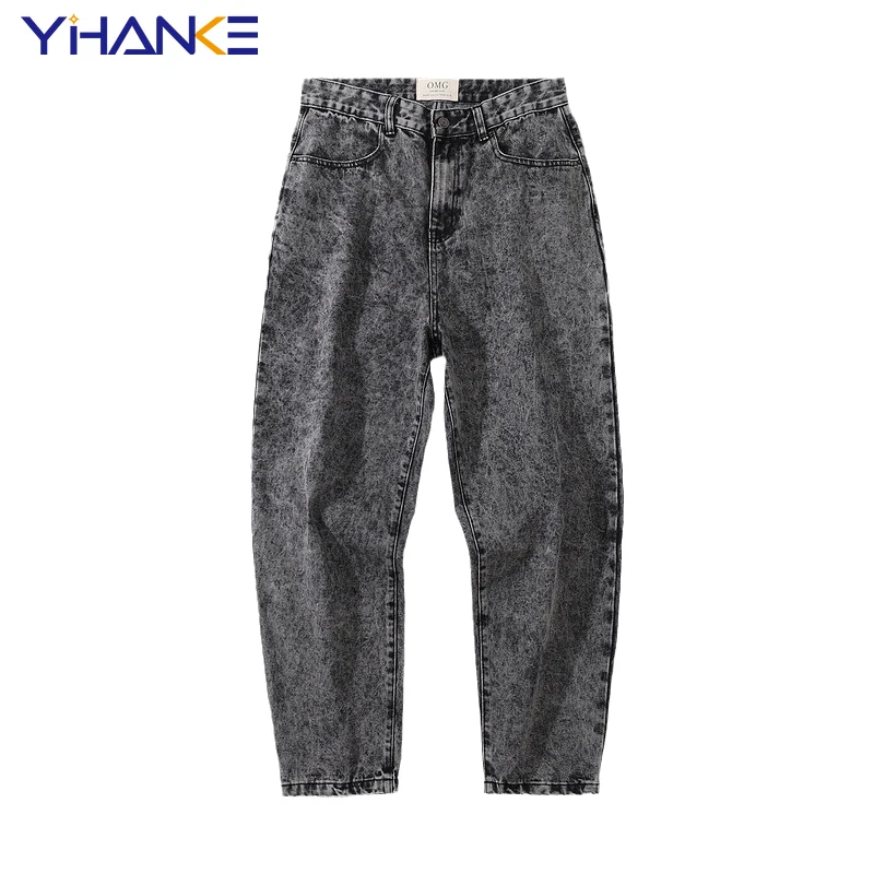 New Street Style Pants Retro Washed Jeans Men's Ins Tide Brand Loose Straight Denim Trousers Trendy Street Men's Clothing