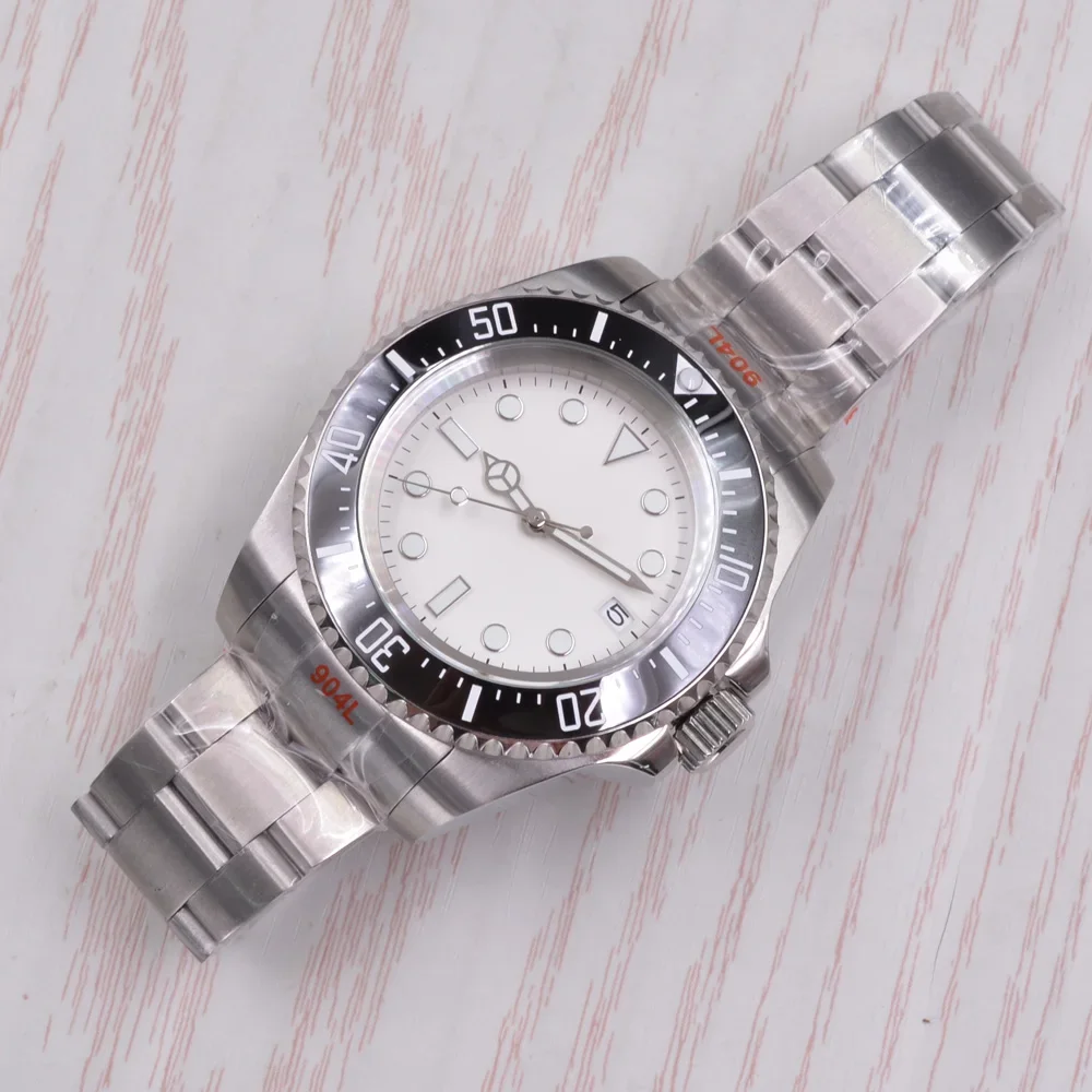 44 мм индивидуальный логотип NH35 Механизм Белый стерильный циферблат Керамический