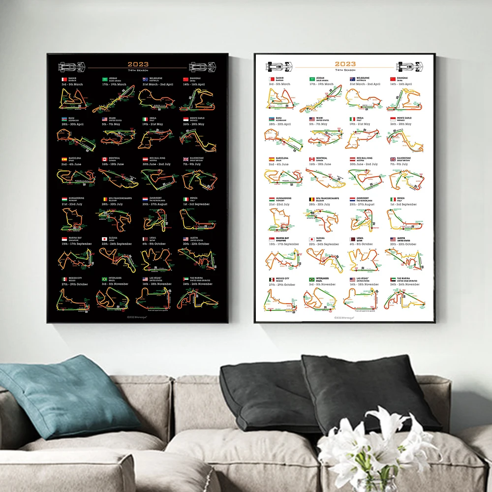 

Формула 1, 2023 г., декоративный плакат с изображением сезона на холсте, Художественная печать, картина для гостиной, домашнее настенное искусс...