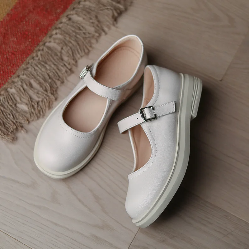 Women Leather Shoes Casual Microfiber Round Solid Color Increase Non-slip Breathable Loafers