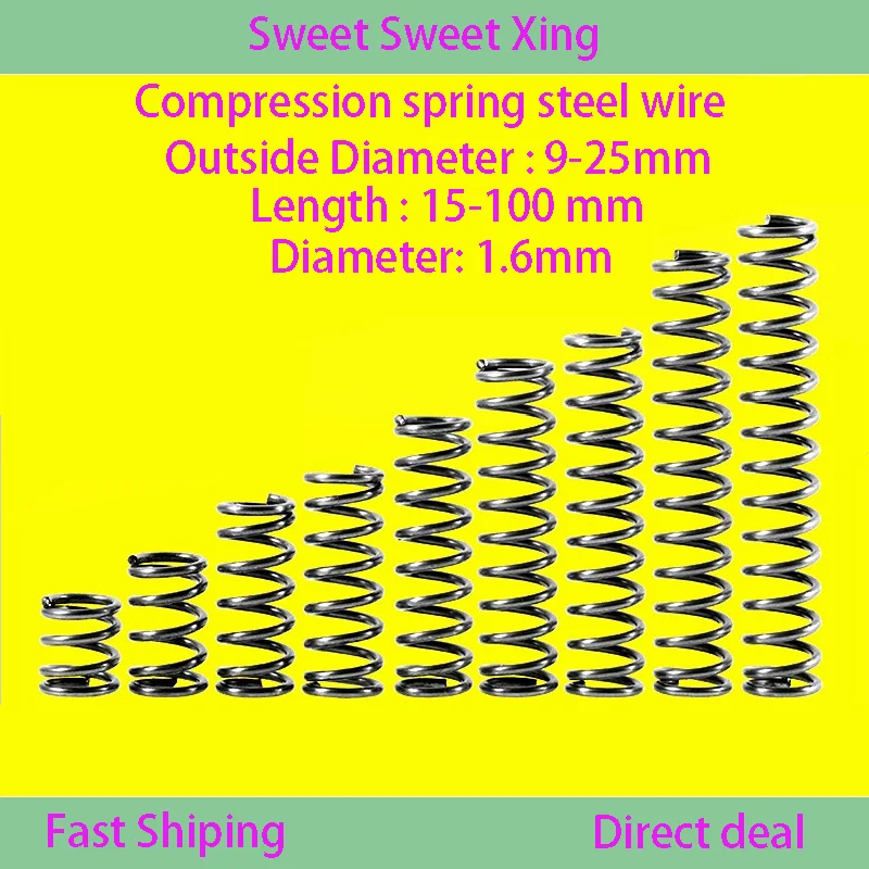 

65Mn Cylindrical Spiral Rotor Strong Steel Shock Absorption Compression Spring Diameter 1.6mm