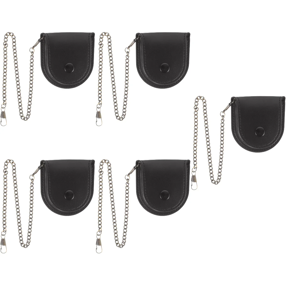 Set 5 Pocket Watches Men Vintage Case Portable Bag Pouch 7x7cm Holder Black Metal Elder