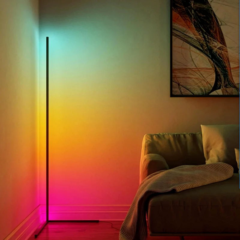 RGB Modern LED Floor Lamp Colorful Bedroom Dining Corner Hall Atmosphere Lamp Home Interior Decoration Standing Lamp
