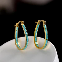 simple gold color metal u shaped hoop earrings for women fashion bohemian loop hoop earrings jewelry accessories gift
