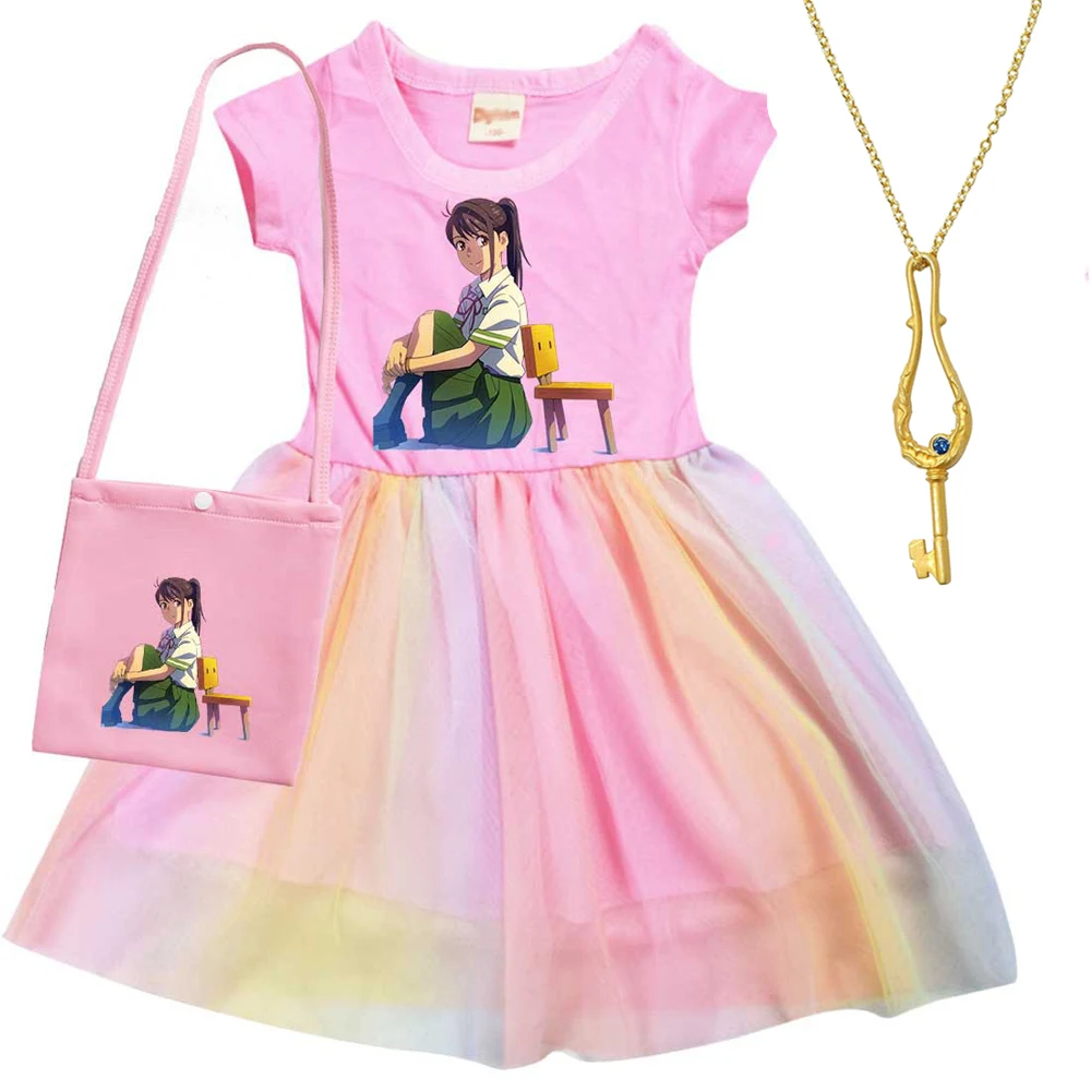 

Iwado Suzume Girl Suzume No Tojimari Cosplay Costumes Girls Dresses Bag Key Kawaii Kids Princess Dress Birthday Party Costume
