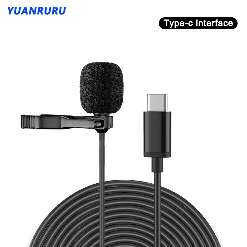 

Lapel Microphones Type C Microphone 1.5m Clip Portable Microphone Condenser Clip-on Lapel Mic Wired Mini Audio Mic for Phone