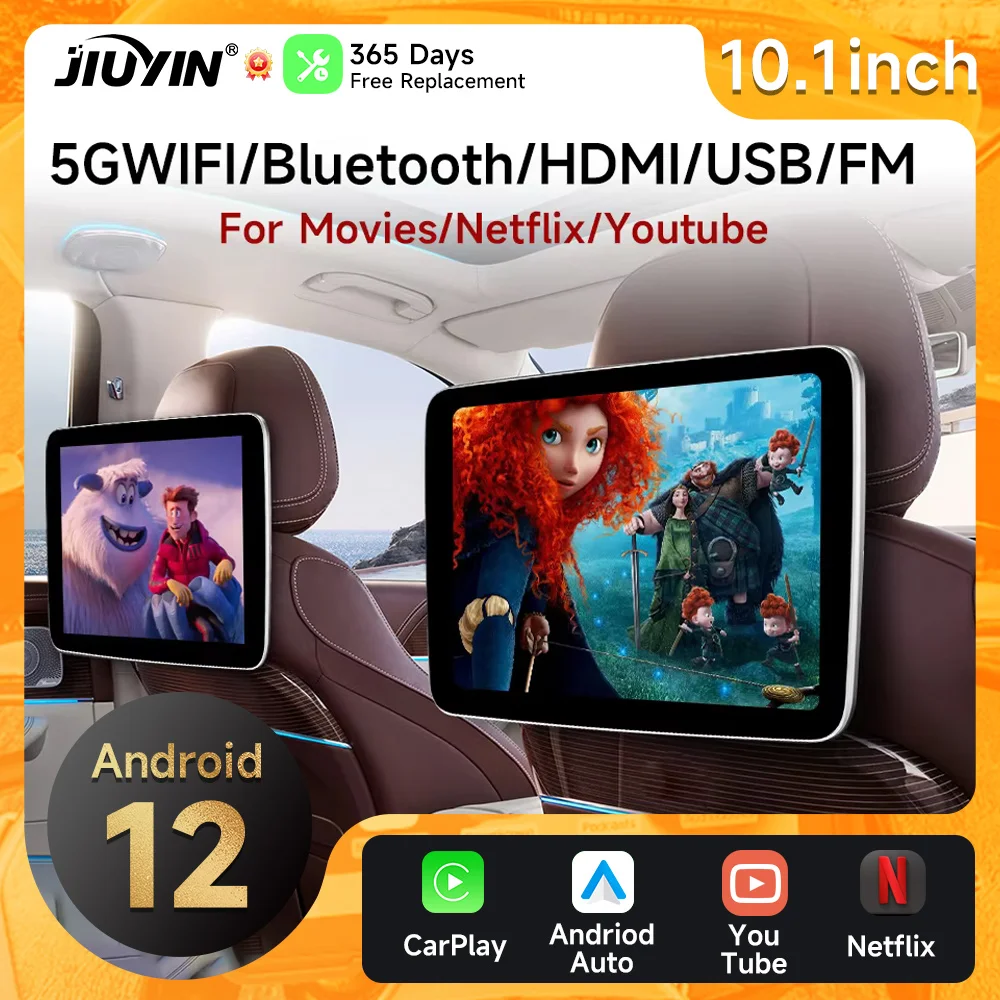 JIUYIN подголовник монитор дисплей IPS Android12 планшет сенсорный экран для автомобиля
