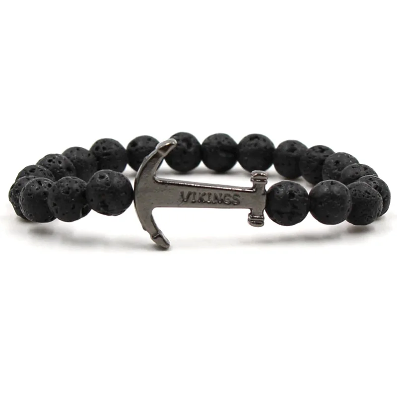

Charming men's anchor bracelet ladies jewelry beads natural volcanic stone bracelet ladies yoga prayer jewelry cute bracelet gif