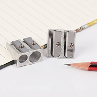 12pcs dual hole pencil sharpener aluminum alloy pencil sharpener manual metal sharpener stationary accessory for school students