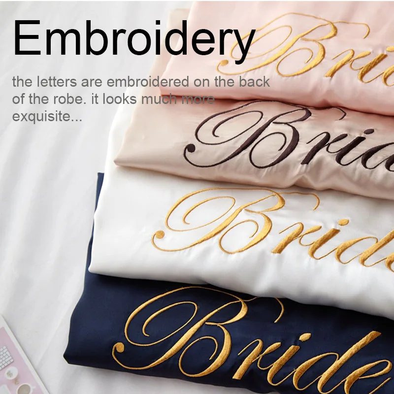 Wedding Kimono Satin Silk Robe Women Maid Of Honor Bridesmaid Bride Team Bathrobe Sleepwear Mariage Peignoir Femme Hen Party