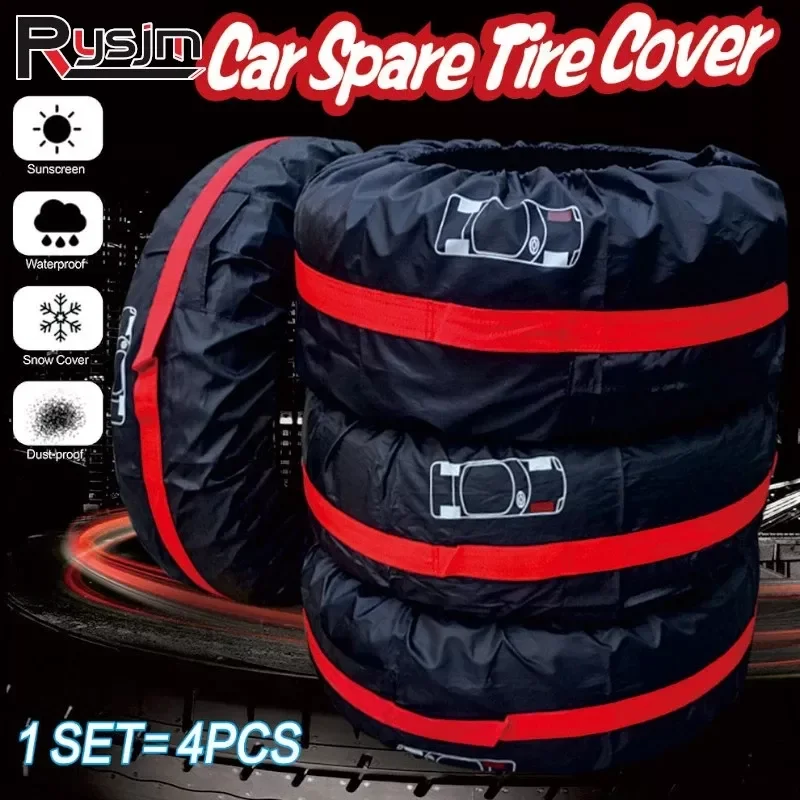 

Auto Tyre Accessories Universal 4Pcs Spare Tire Cover Case Polyester Automobile Car Auto Tires Storage Bag Dust-proof Protector