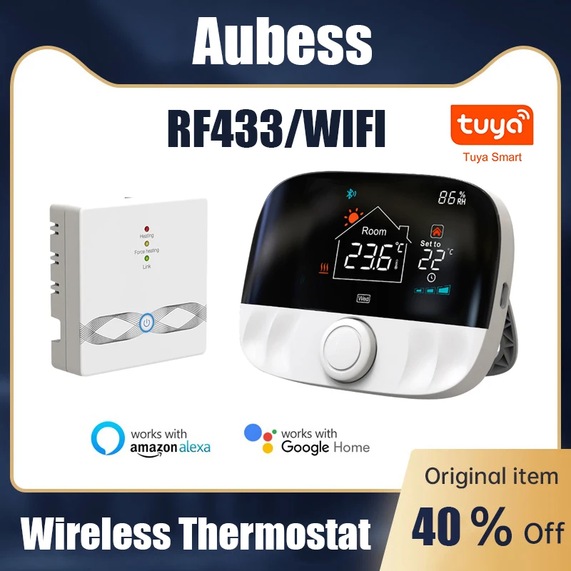 

RF Wireless Thermostat RF433/WiFi For Room Heating With Water Gas Boiler And Actuator Programmable 0.5℃ Temperature Controller