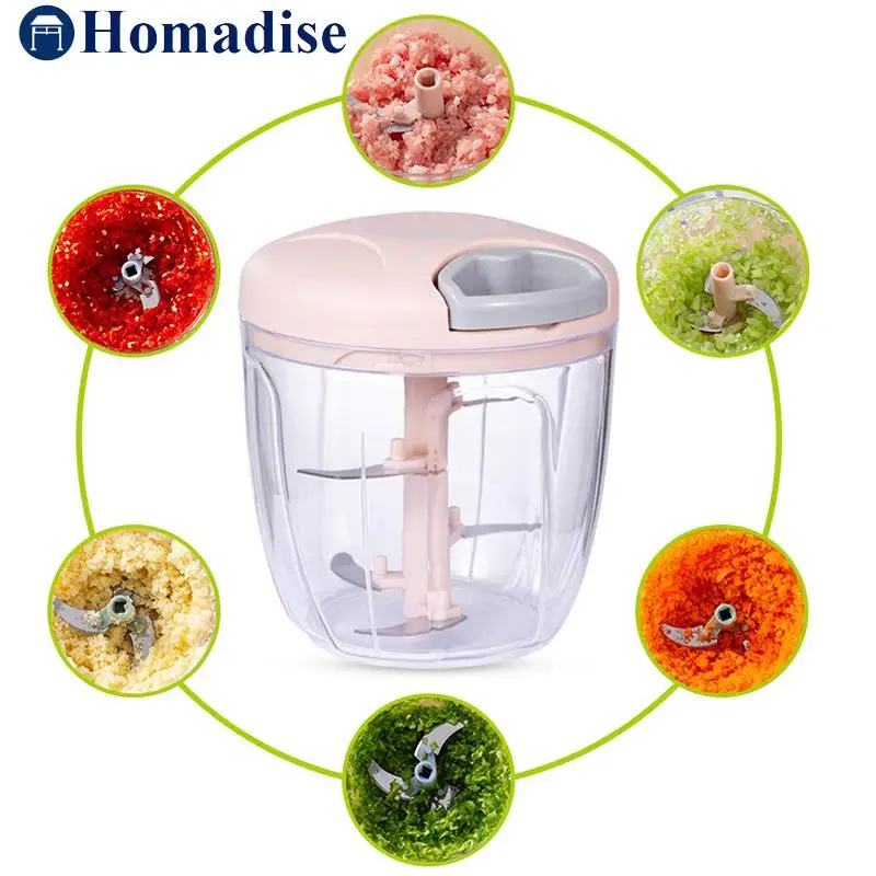 

Garlic Chopper 500/900ML Manual Rotate Fruit Vegetable Cutter Chopper Slicer Garlic Crusher Peeler Grinder Blender Meat Grinders