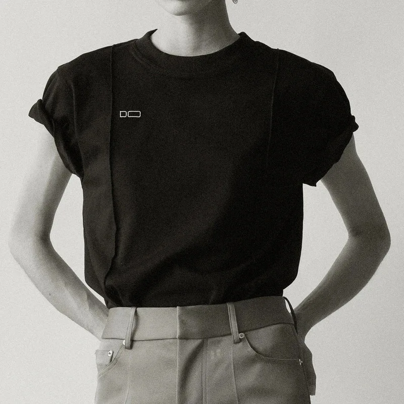 

Women T-shirt Spring/Summer 2020 New T-shirt Fashion Casual Solid Color Embroidery Black and White T-shirt Short Sleeve Top