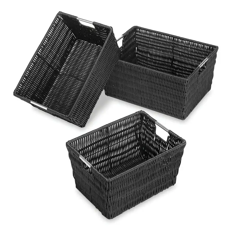 

Storage Tote Baskets - Set of 3 - Black