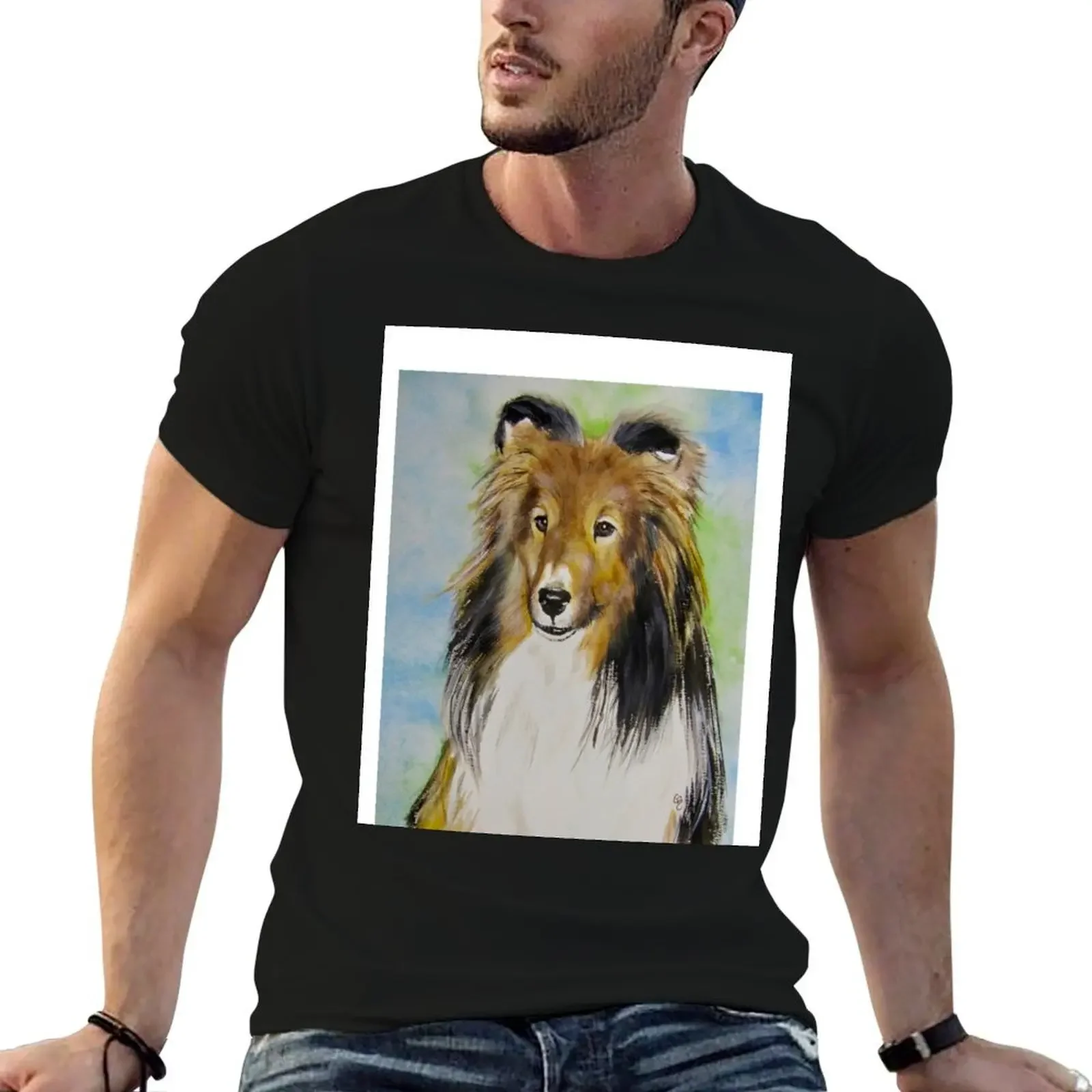 Футболка Collie милая одежда таможенный дизайн простые белые футболки для мужчин